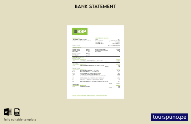 listo para imprimir plantilla de Excel de extracto bancario BSP de las Islas Sal